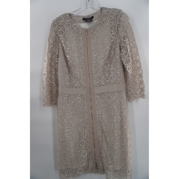 Etcetera Metallic Lace Formal Cocktail Wedding/Mother of Bride Midi Dress Size 6 - Picture 1 of 10